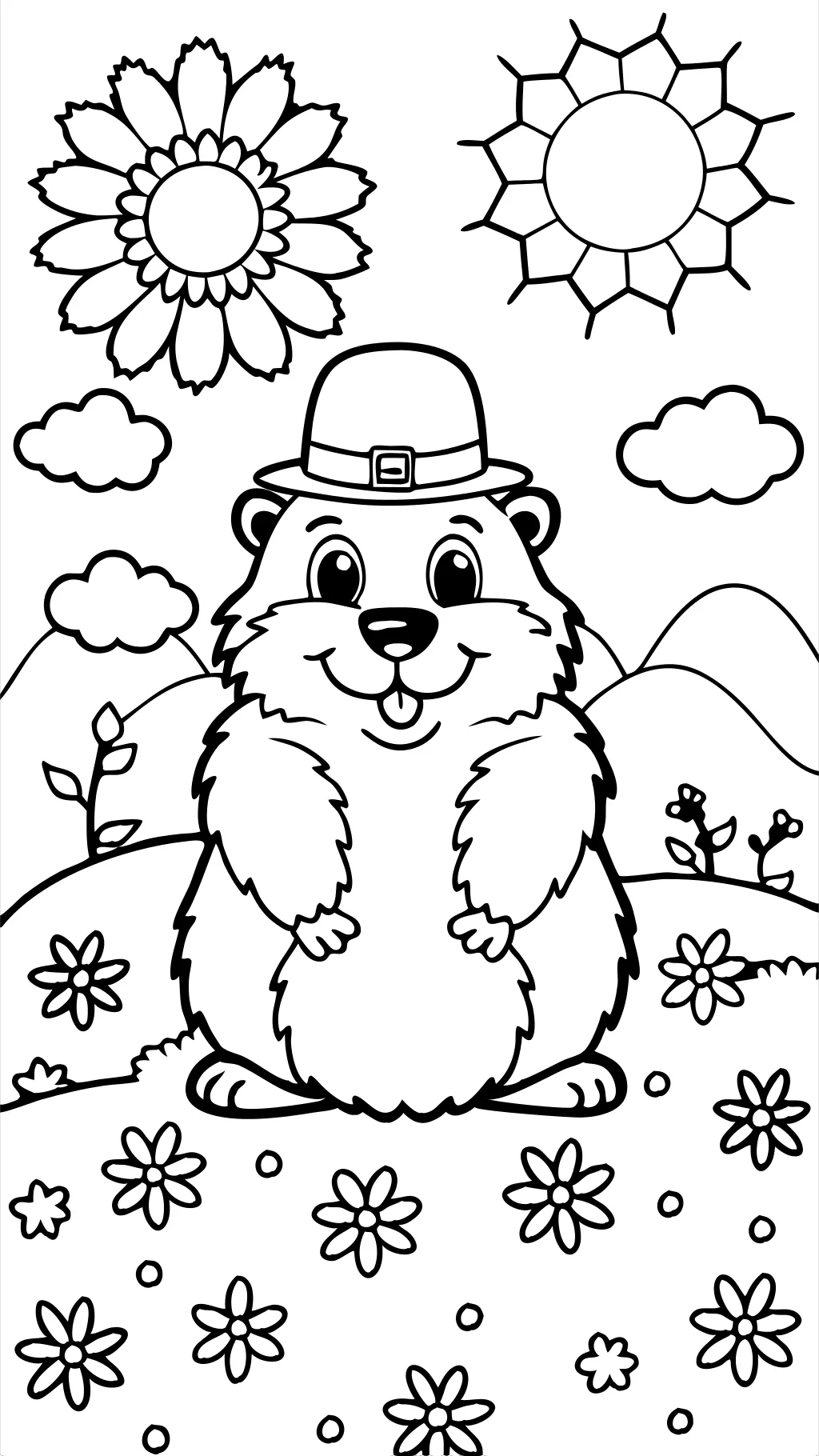 Página para colorear del Día de la Marmota